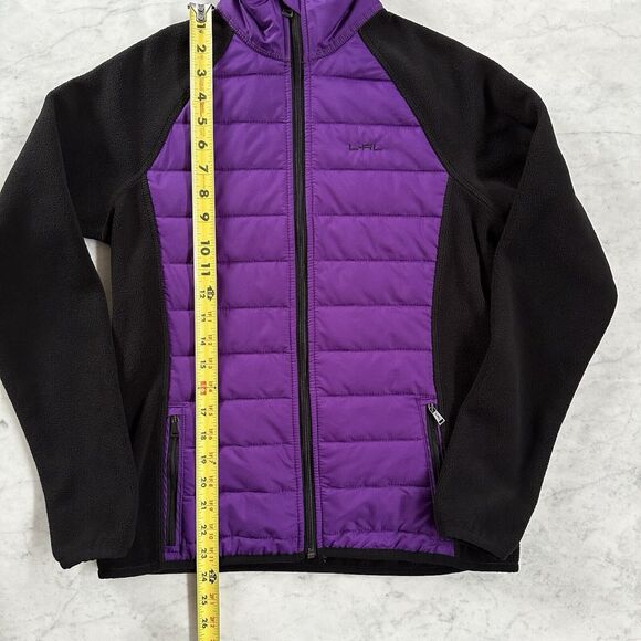 LRL Ralph Lauren Active Women Small Black Fleece Purple Quilted Full Zip Jacket - Picture 10 of 12